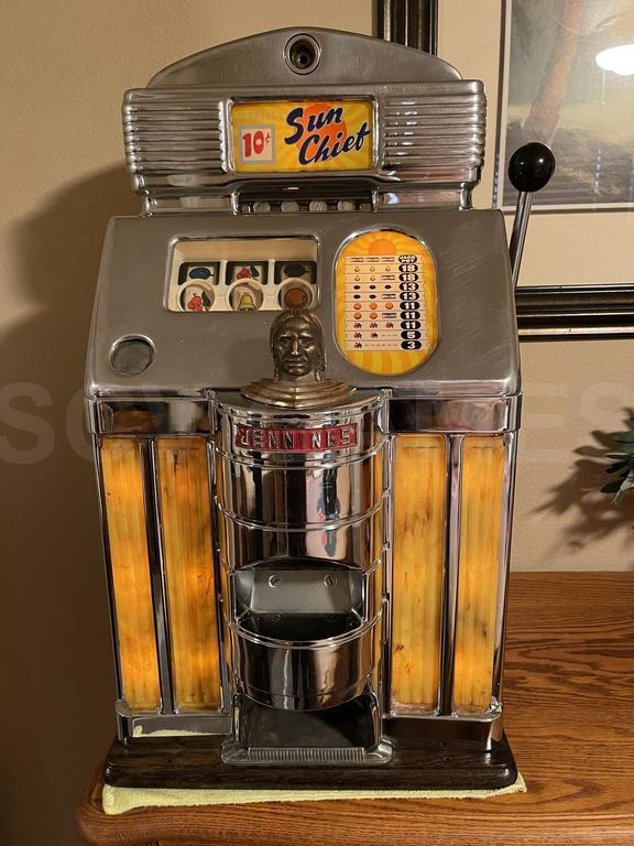 1950's Jennings Sun Chief 10 Cent Slot Machine Refurbished