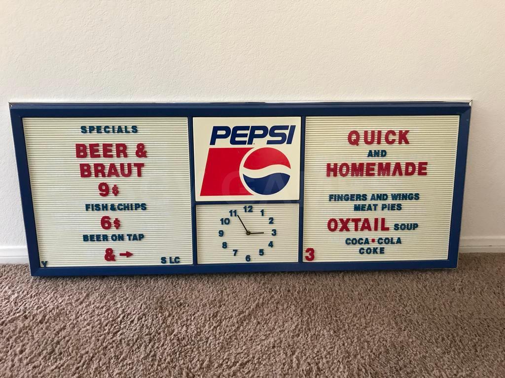 1970's Pepsi Clock and Menu Board